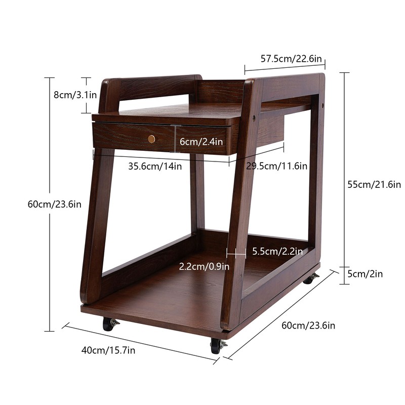 Retro Trapezoidal Wood End Table, 2 Tiers Side Table, Floor Standing Couch Table gallery