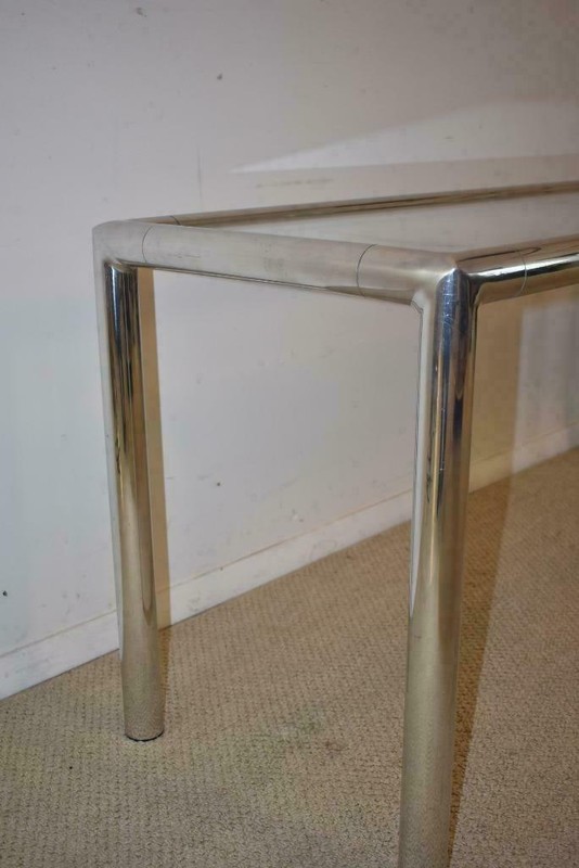 Milo Baughman Chrome Glass Console Mid Century Modern gallery