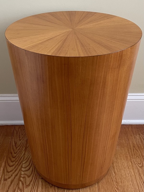 Vintage Mid-Century Modern Round Cylinder Drum Barrel Table