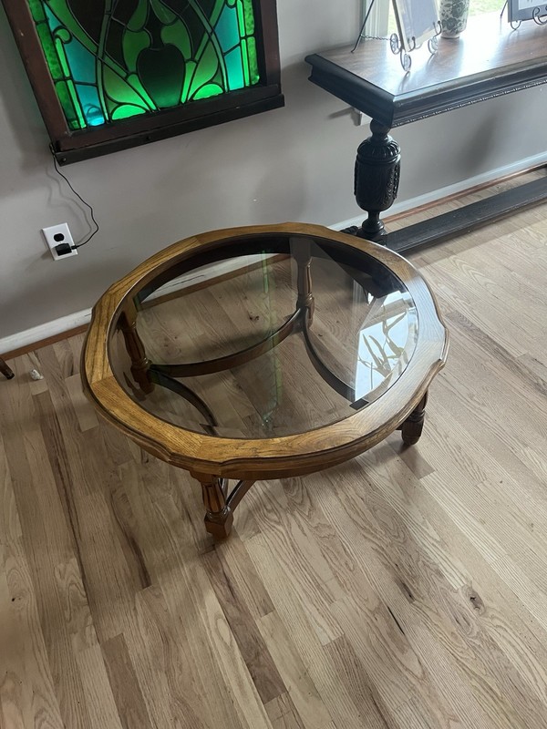 Vintage Octagonal Oak Coffee Table – 1970s Mediterranean/Regency Style gallery