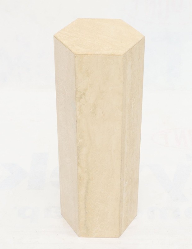 Mid-Century Modern Travertine Marble Tall Tower Shape Table Pedestal gallery