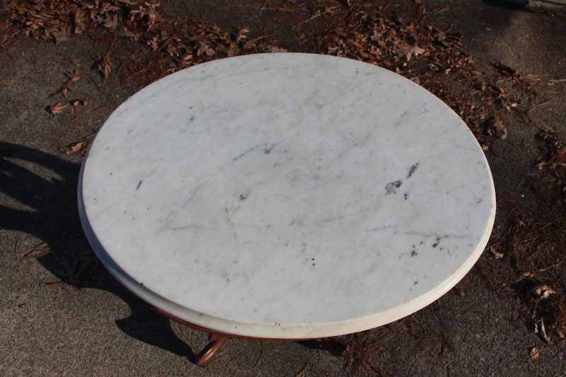 Petite Walnut Victorian Oval Marble Top Table ~ Ca.1870 gallery
