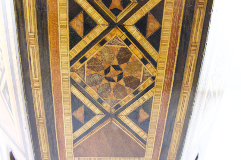 Vintage Moorish Style Wood Inlay & MOP Parquetry Octagon Side /End Table gallery