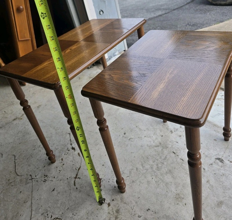 Solid Wood Parquet Top Oak Nesting Tables Antique gallery