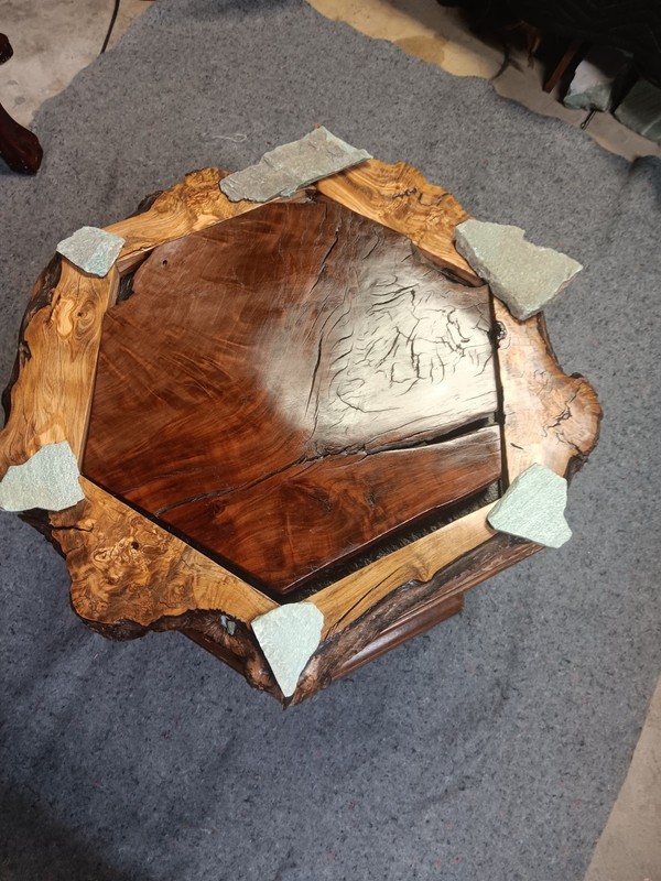 Oak Octagon Table Black Walnut Insert Table Top
