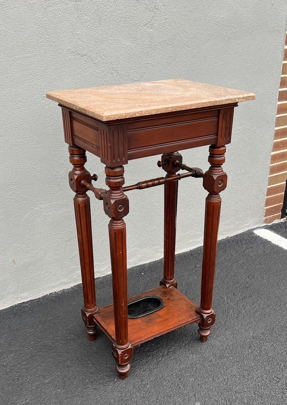 large Victorian marble top umbrella stand/table 1870s 45.5 Inches Tall! gallery
