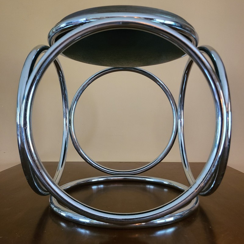 Art Deco Jean Pierre Laporte Tubular Circle Stool or Table