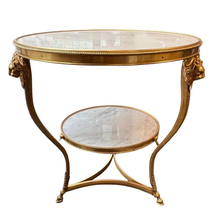 Louis XVI Style Gilt Bronze White Marble Gueridon / Center Table gallery