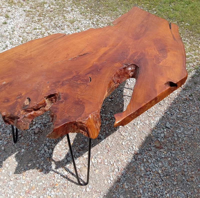 Mid Century Redwood Slab Live Edge Coffee Table (CT-176) gallery