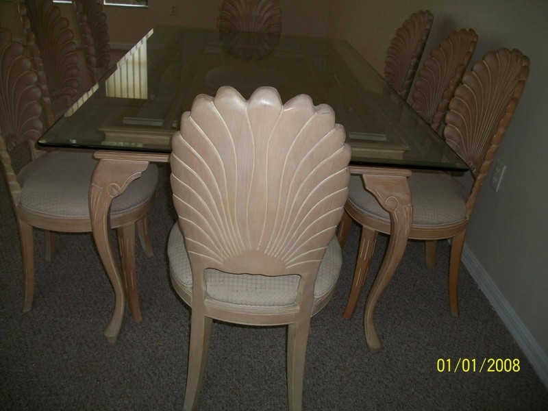 Hollywood Regency Vintage Shell Back Dining Table , 8 Chairs And Table gallery