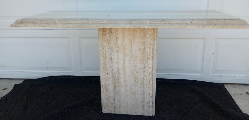 Vintage Mid Century Stone International Italy Travertine Stone Console Table gallery