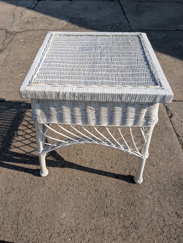 Vintage Ornate Woven White Rattan and Wicker