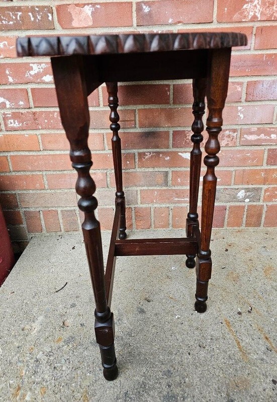 Vintage Half Moon End Table Plant Fern Stand Carved Solid Mahogany Ornate gallery