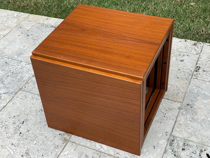 Kai Kristiansen Danish Mid Century Modern Teak Interlocking Cube Nesting Tables