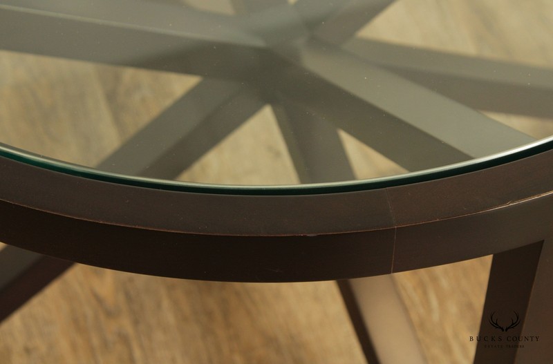 Contemporary Pair Round Glass Top Occasional Tables gallery