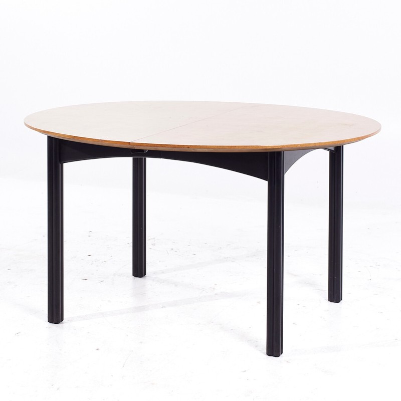 Michael Taylor for Baker Mid Century Walnut Expanding Dining Table with 2 Leaves gallery