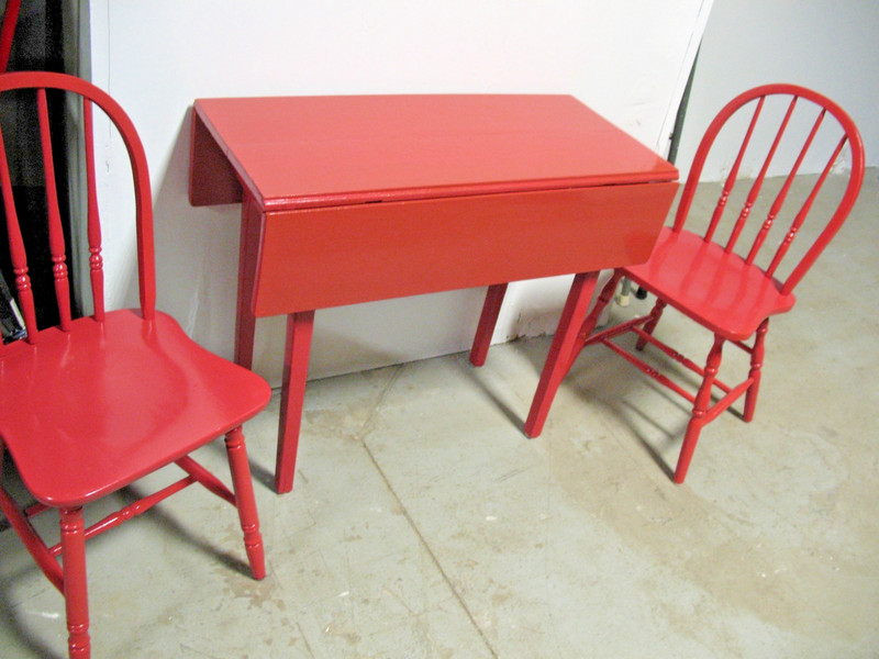 PRIMITIVE FARMHOUSE DROP LEAF KITCHEN TABLE & CHAIRS PAINTED ALKYD FINISH