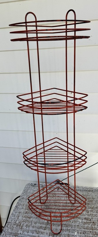Vintage Wire Rack Metal Plant Stand Table Atomic ORANGE gallery