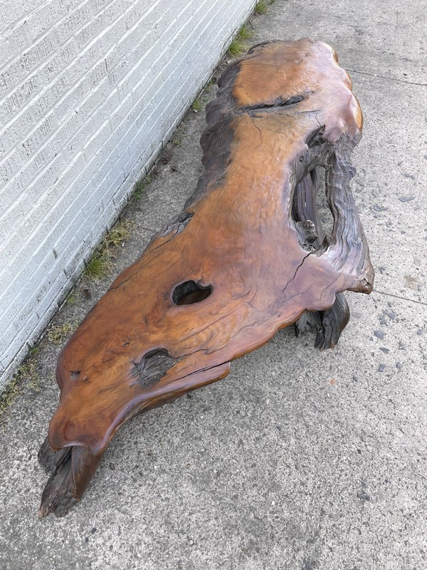 VTG 1970’s Single Slab Live Edge Coffee Table, 9ft , Custom Built, Organic, MCM gallery