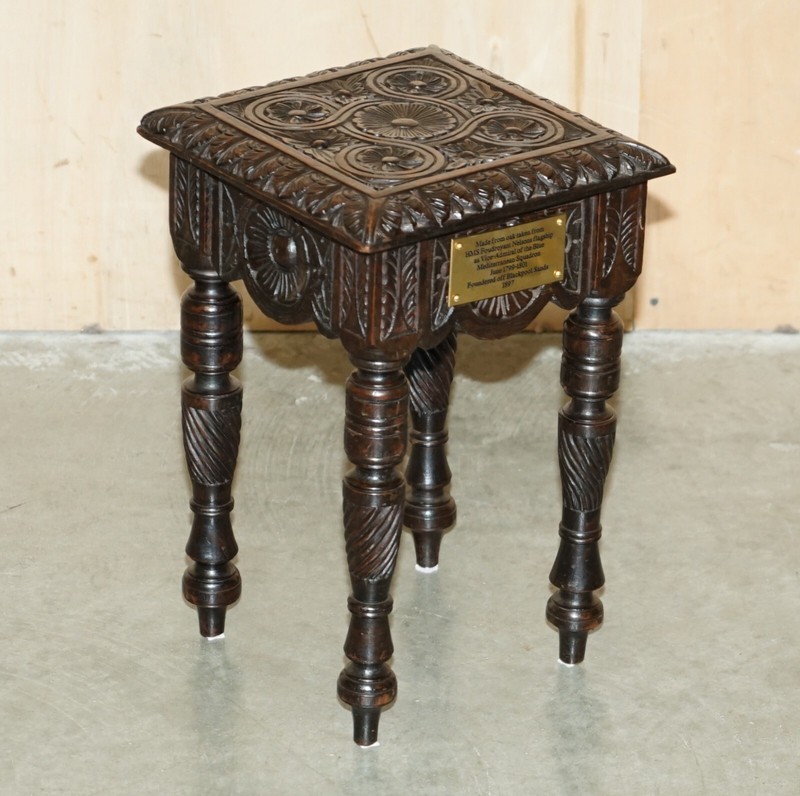 EXQUISITE SIDE TABLE MADE FROM THE TIMBER OF HMS FOUDROYANT NELSONS FLAGSHIP gallery