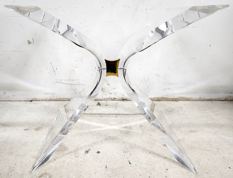 MCM Lucite Dining Table Base Signed by Lion In Frost gallery