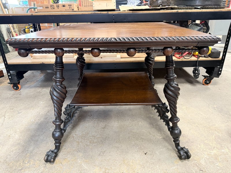 Huntzinger/Merklen Quartersawn Oak Carved Center/Parlor Table Griffins Horner? gallery