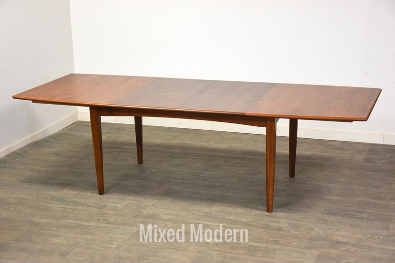 Refinished Danish Modern Teak Butterfly Leaf Dining Table