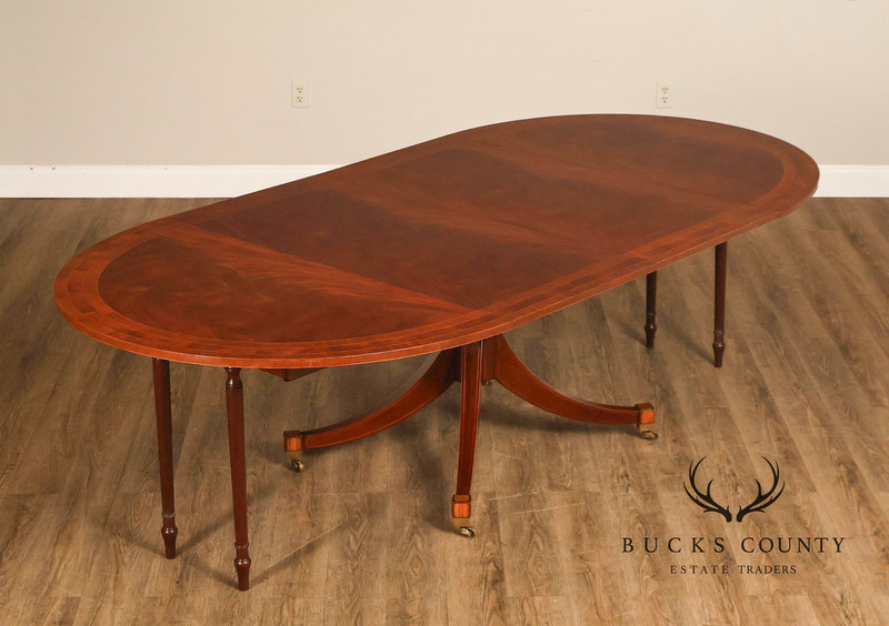 Baker Regency Style Banded Mahogany Extendable Dining Table gallery
