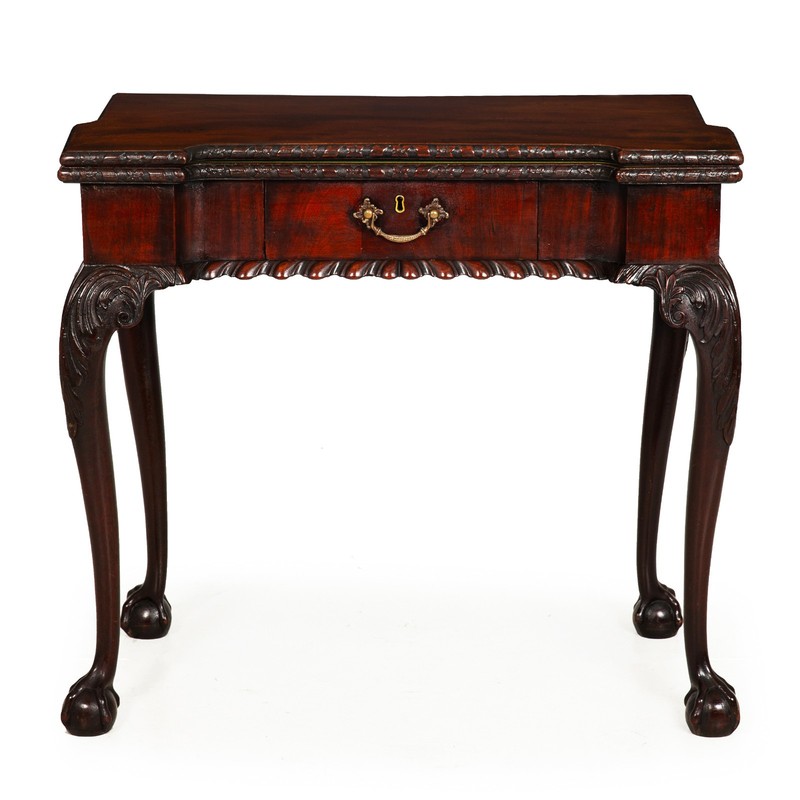 Rare English George III Antique Mahogany Card Game Table circa 1760 gallery