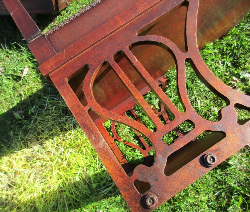 2 Rare Mid-century Lane two tiered end table frework and tapered legs with harps gallery
