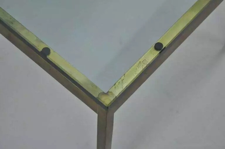Mid Century Modern Burnished Brass Bronze Square Side Table by Scope Furniture gallery