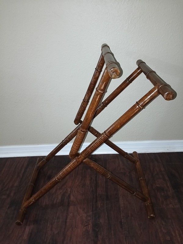 1960s Fauxl Bamboo And Rattan Folding Tray Table gallery