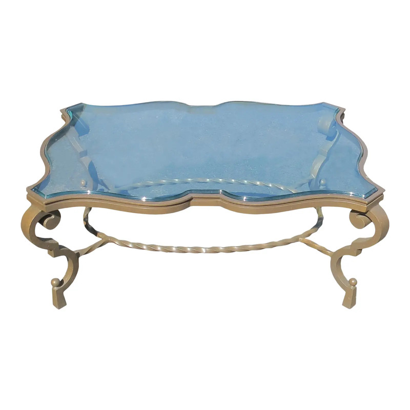 Gilbert Poillerat Iron and beveled glass Antique Coffee Table. **FREE SHIPPING