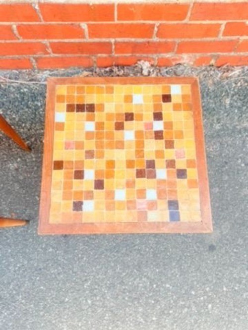 Stacking Side End Occassional Tables Mid Century MCM Tiled Brown Pair Set 2 Uniq gallery