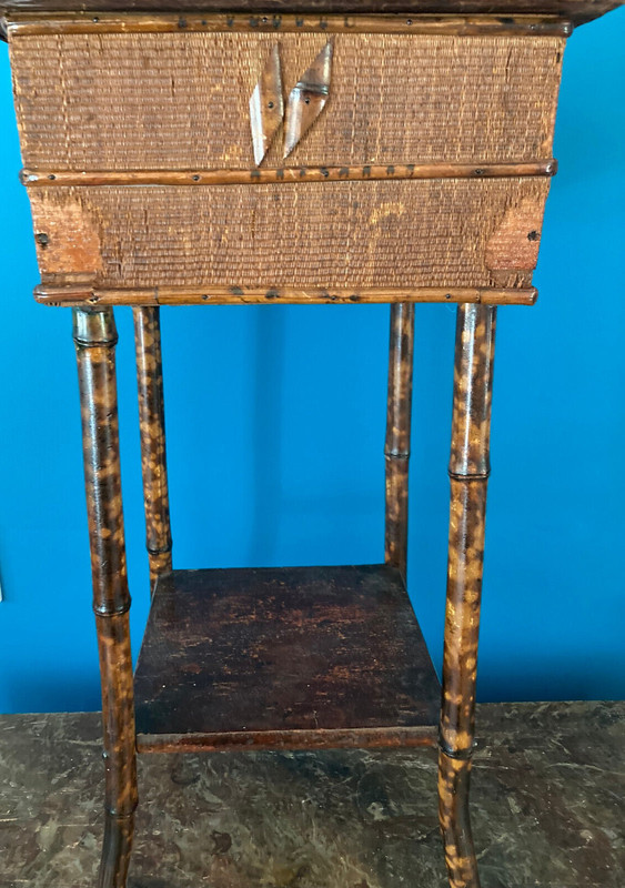 Vintage Bamboo Wicker Rattan Stand End Table Sewing Box gallery