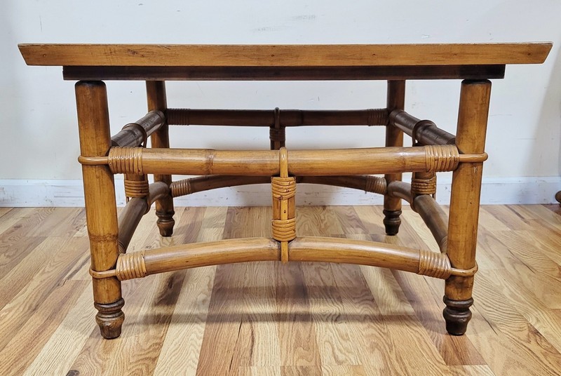 Vintage Mid-Century MODERN BAMBOO Style COFFEE TABLE John Wisner for FICKS REED gallery