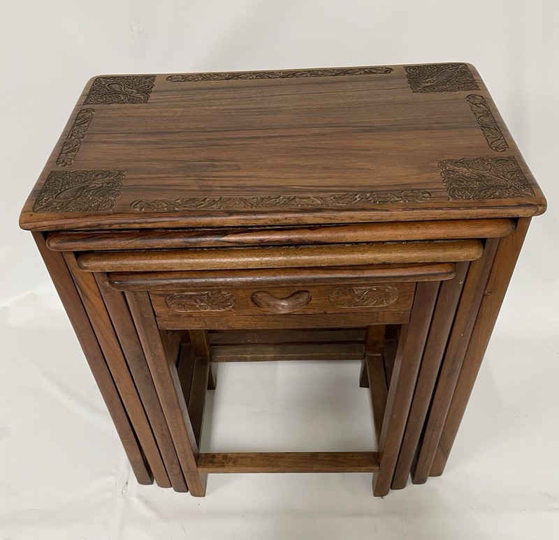 Vintage Carved Wood Nesting Tables gallery