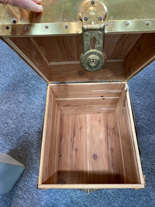 Dresher Vintage cedar/ brass storage/ accent side table gallery
