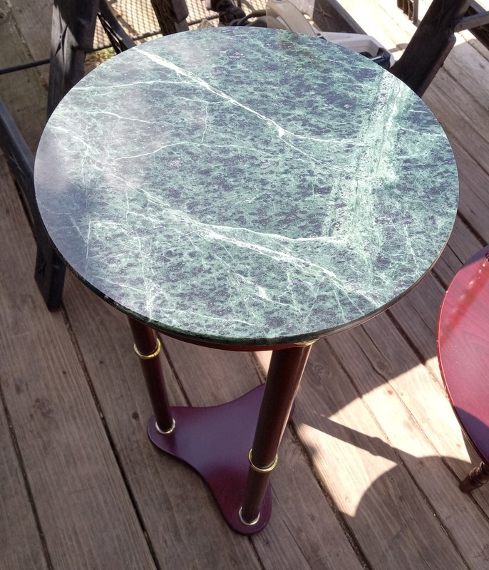 Round Green Marble Top Plant Stand (PS-257)