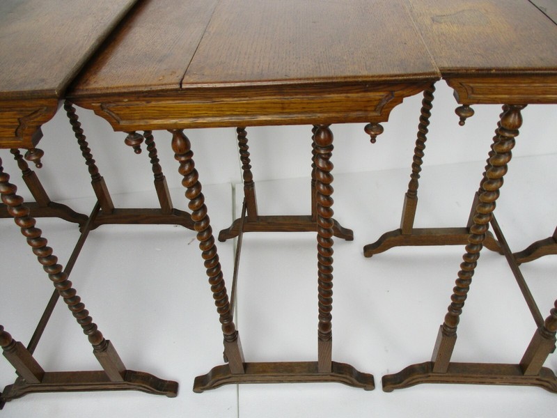 Antique Exceptional Barley Twist Nesting Stacking Side Tables set of 5 Edwardian gallery