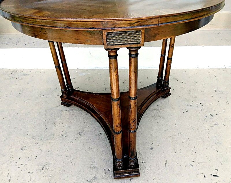 BAMBOO WOOD LG HOLLYWOOD REGENCY Mid Century VINTAGE TABLE w INLAY TOP WoW