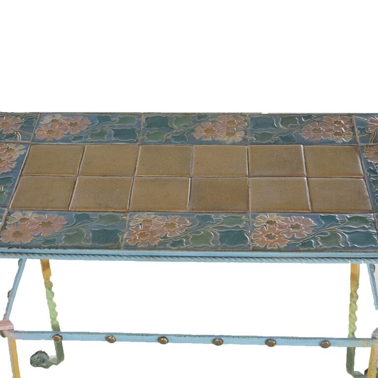 Arts & Crafts Rookwood Pottery Tile Top Wrought Iron Table C1910 gallery
