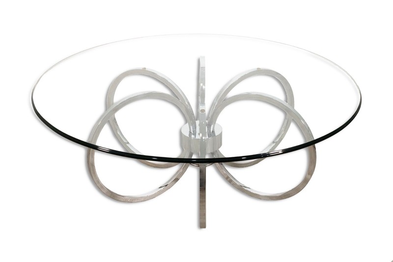 MidCentury Modern Chrome & Glass Coffee Table In The Style Of Milo Baughman gallery
