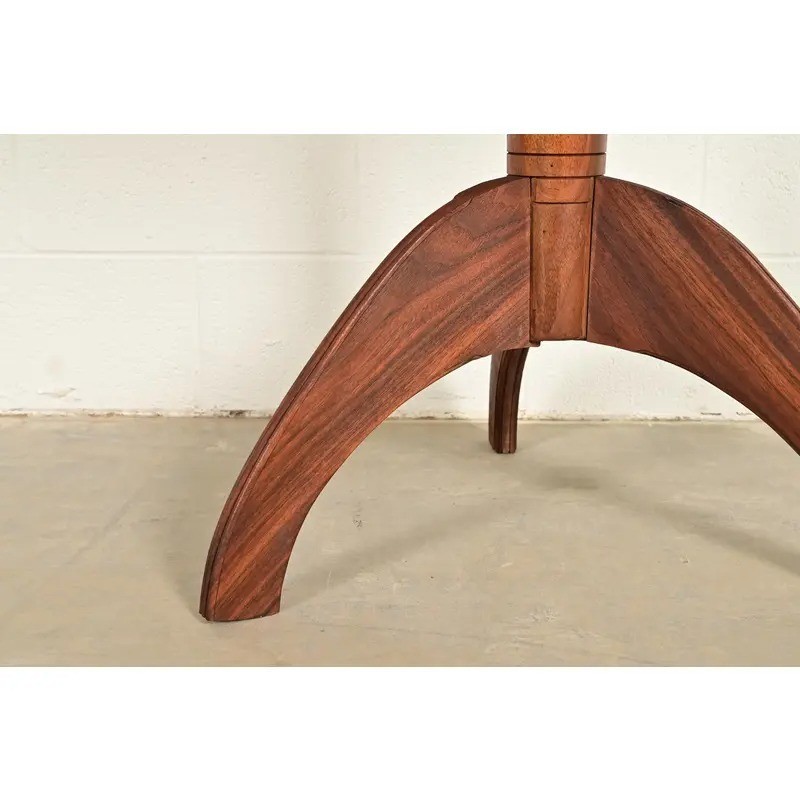 Early American Bench Made Sculpted Solid Walnut Pedestal Tea Table or Side Table gallery