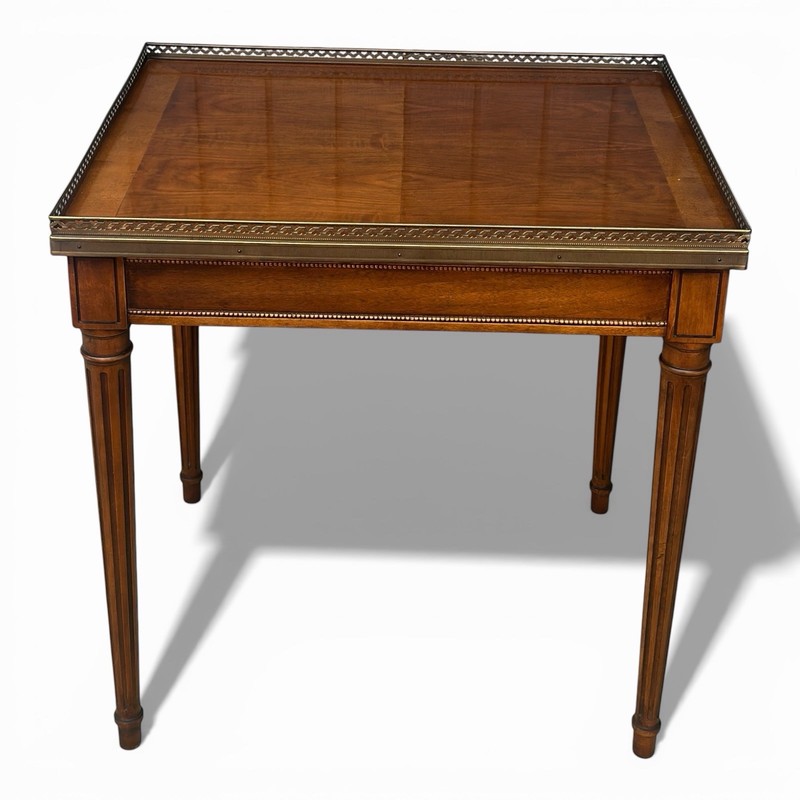 Baker Furniture Square Milling Road Louis XVI Bouillotte Accent Table 26" Walnut gallery