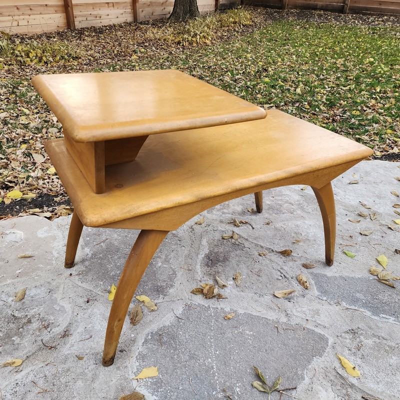 MCM HEYWOOD WAKEFIELD Two Step Tier End Table Curved Legs gallery