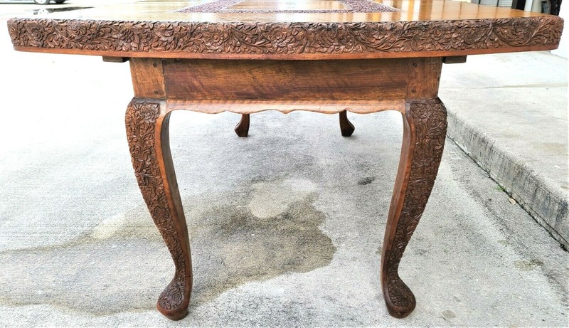 Antique French Dining Table Hand Carved Walnut gallery