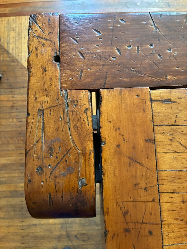 ANTIQUE 80" CARPENTERS WORKBENCH SOLID HARDWOOD JOINER'S BENCH 2 ORIGINAL VISES gallery