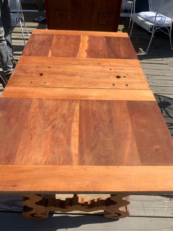 FREE SHIPPING-RARE VINTAGE Extendable CARVED OAK TABLE W/Hidden leaves gallery