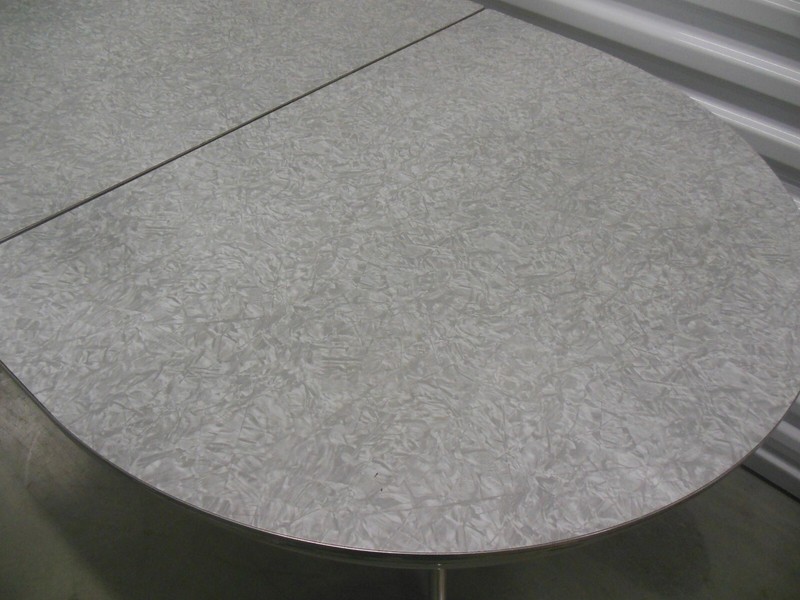 Vintage Chrome Formica Kitchen Dining Table Silver Grey Cracked Ice 50's MCM Mid gallery